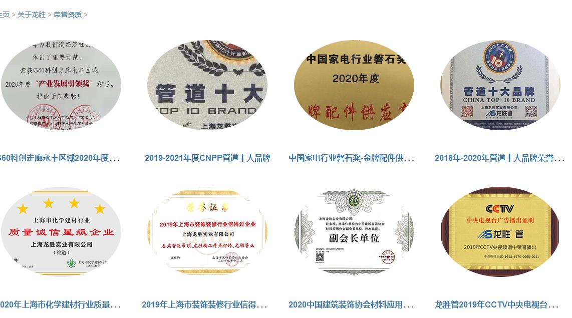 龍勝管道排行證書有嗎？不止有，而且還有很多！